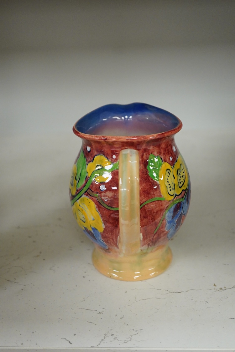 A Royal Doulton pottery jug, designed by Frank Brangwyn, numbered 8020, 15cm high